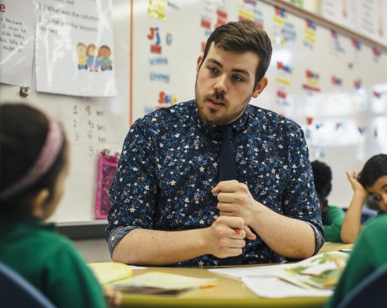 Michael Patrick teaches second grade at AF North Brooklyn Prep Elementary