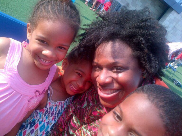 Principal Sarah Lewis and a few of her students.