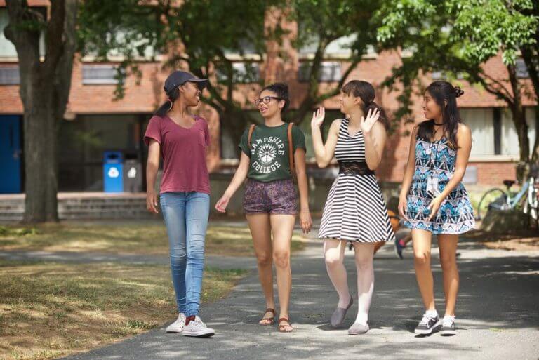 T'Chad, left, on the campus of Hampshire College.