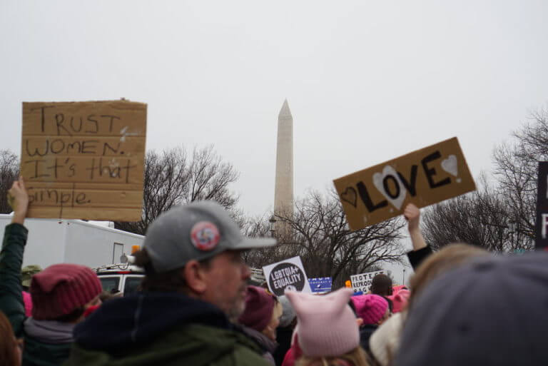 Women marching at washington DC. Photo by Samantha Durant, Team Academic Operations