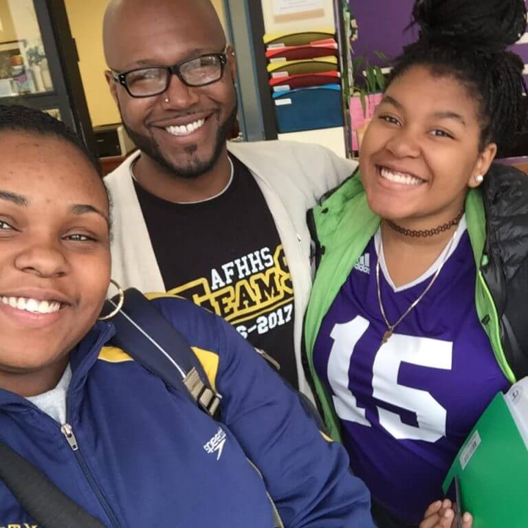 William and some of his students at AF Hartford High.