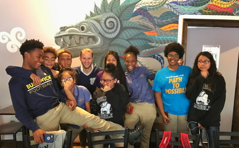 Joseph Rabison and a few of his AF Bushwick Middle scholars