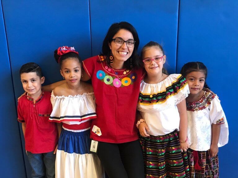 Jennifer and some of her scholars dressed for their Hispanic Heritage Month celebration.
