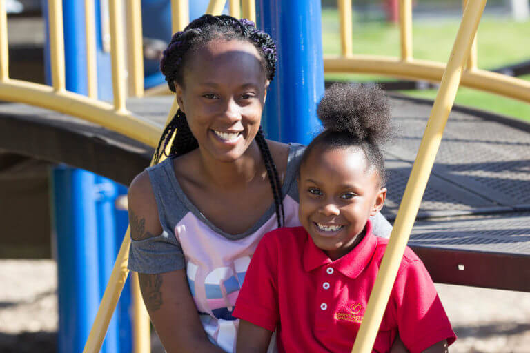 Kayla with her daughter Y’Anna, a student at AF Hartford Academy Elementary