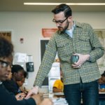 Justin in his classroom