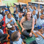 Lucy Volkmar and students in the classroom