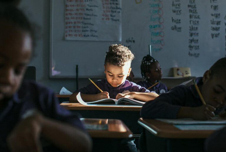 boy sitting in class