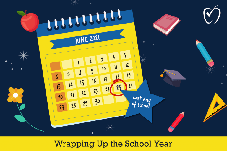 Calendar with last day of school circled