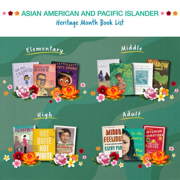 AAPI Heritage Month Book List graphic